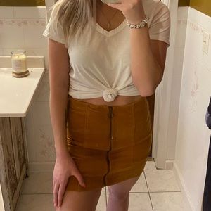Tan suede pencil skirt